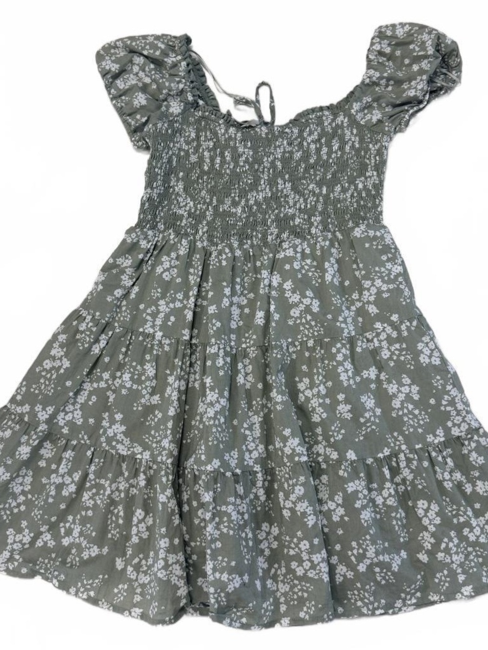Garage Olive Green Floral Smocked Dress size Medium